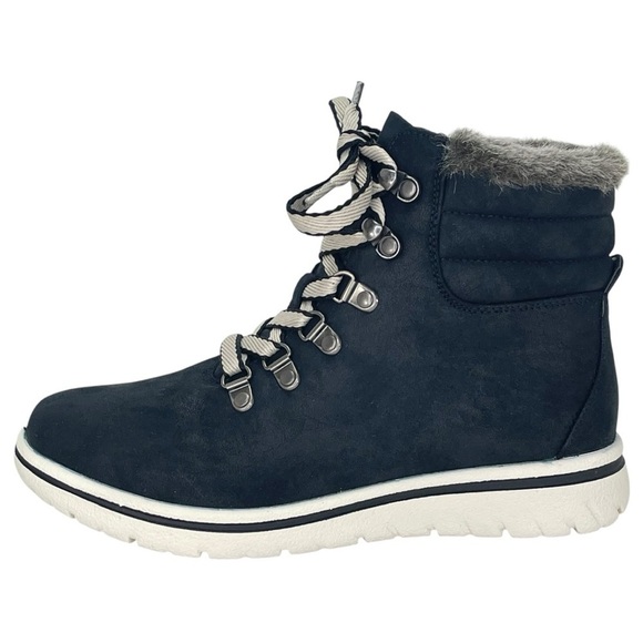 Cliffs White Mountain Hallett Black Fur Trim Womens Ankle Boots Size 7.5M - Picture 3 of 11